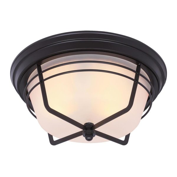 Westinghouse Fixture Ceiling Outdr FlMt 60W 2-Light Bonneville 12.75In WthrBrzStl Fr Glass 6230300